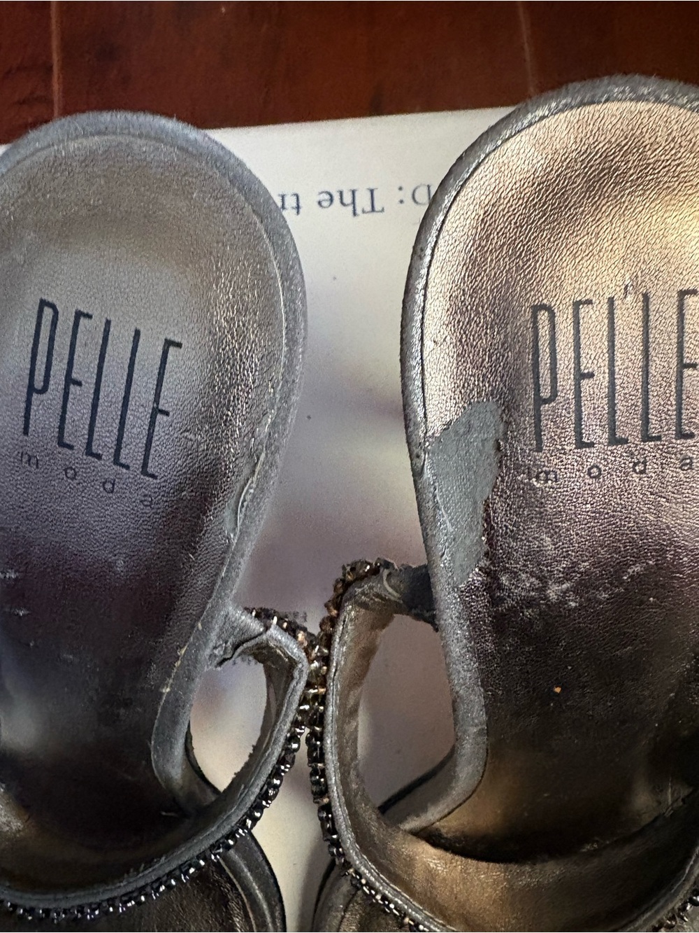 Pelle Moda Silver Rhinestone Slide Heels - Picture 3 of 3